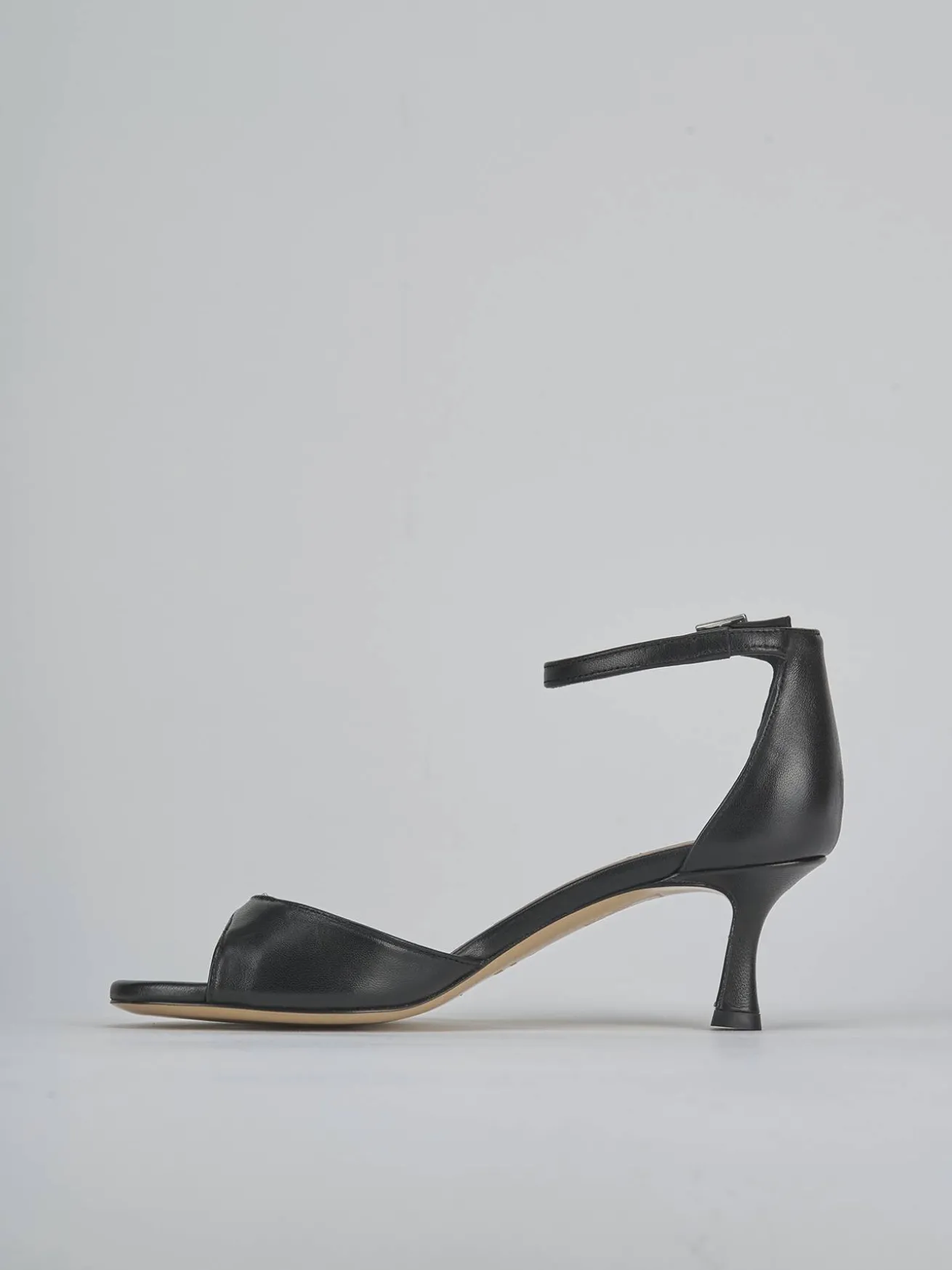 Sandali tacco 5cm pelle nero