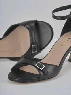 Sandali tacco 5cm pelle nero