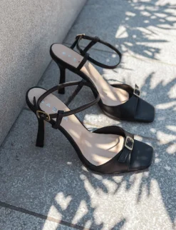 Sandali tacco 9cm pelle nero