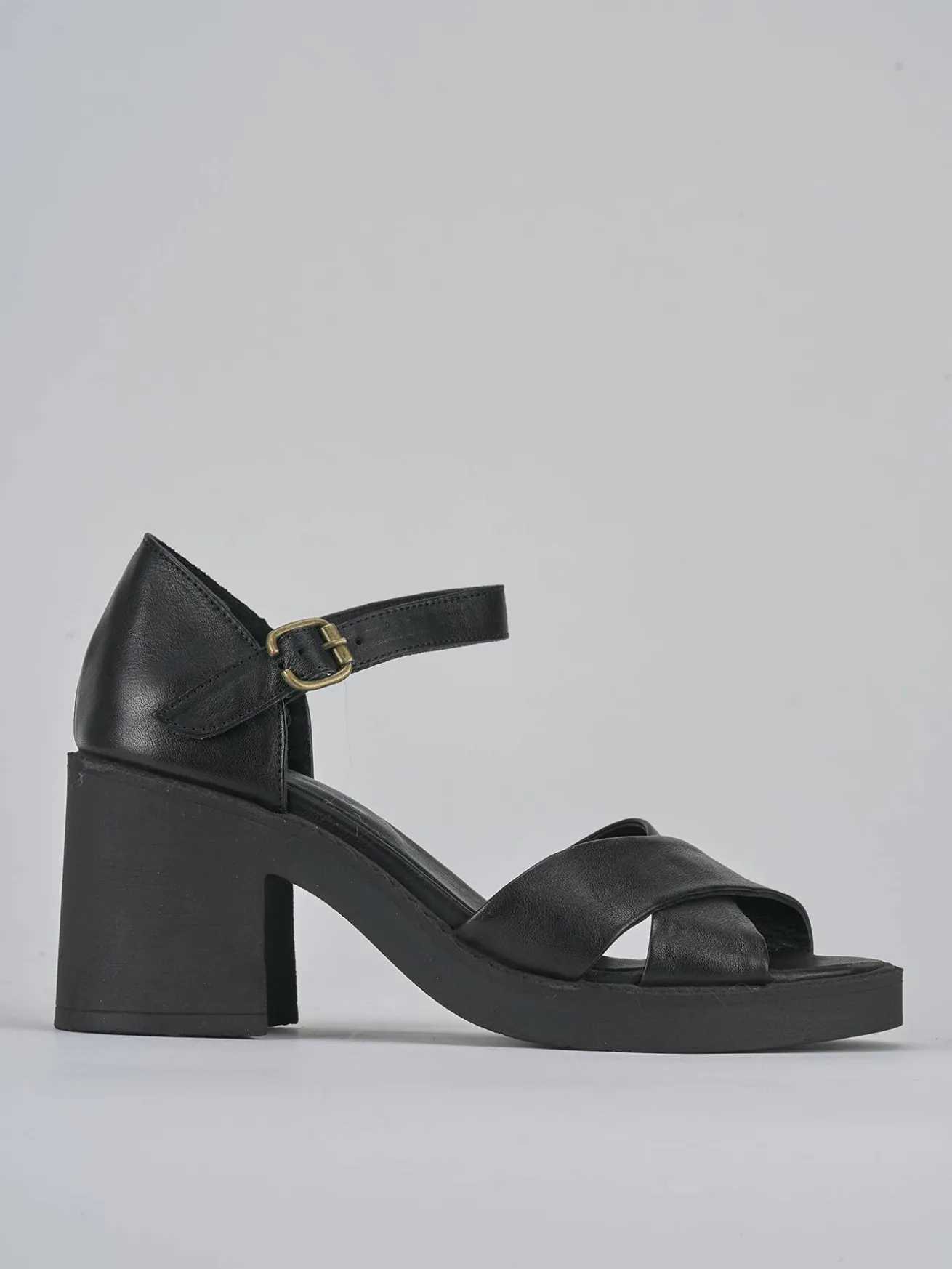 Sandali tacco 7cm pelle nero