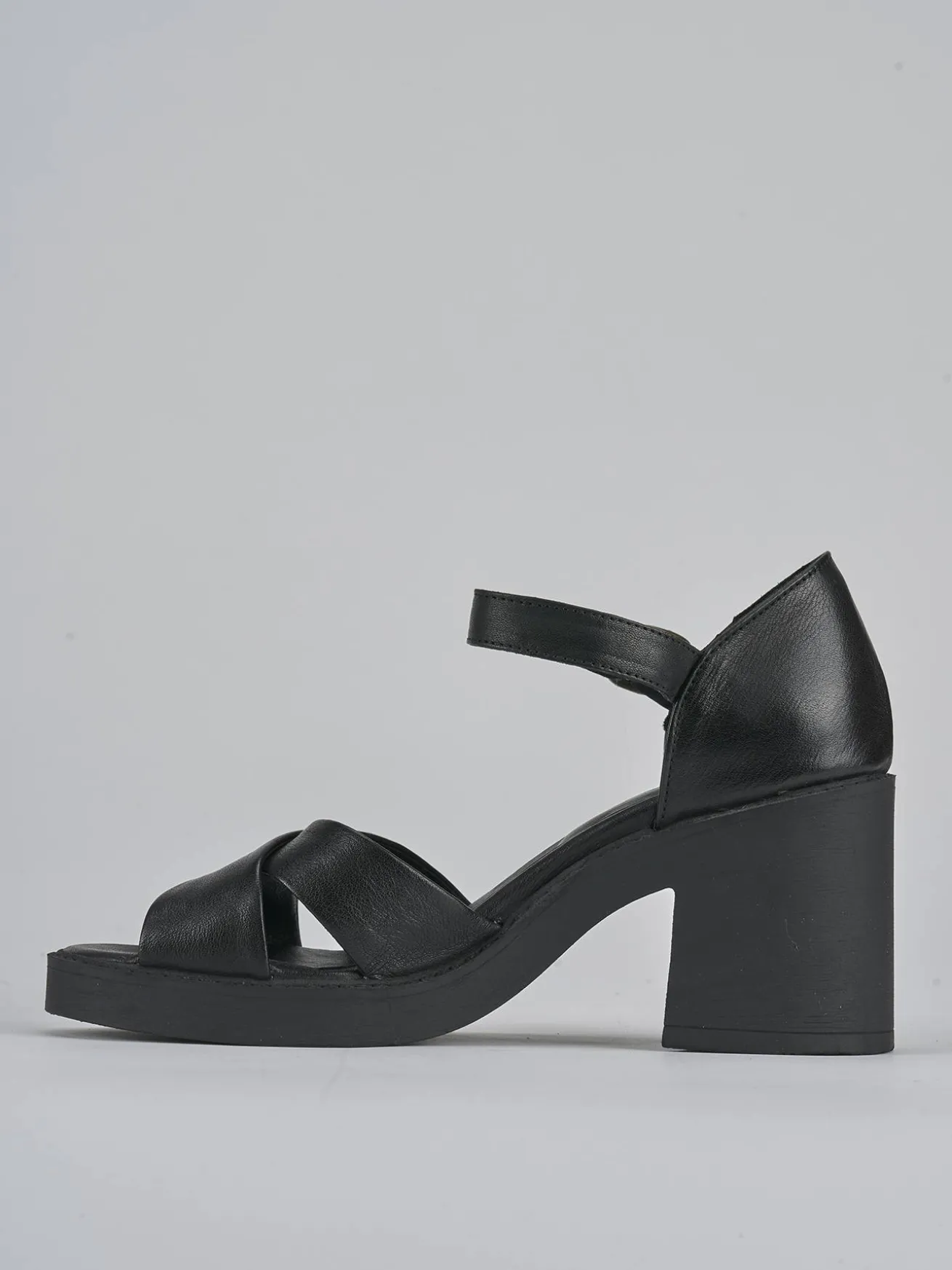 Sandali tacco 7cm pelle nero