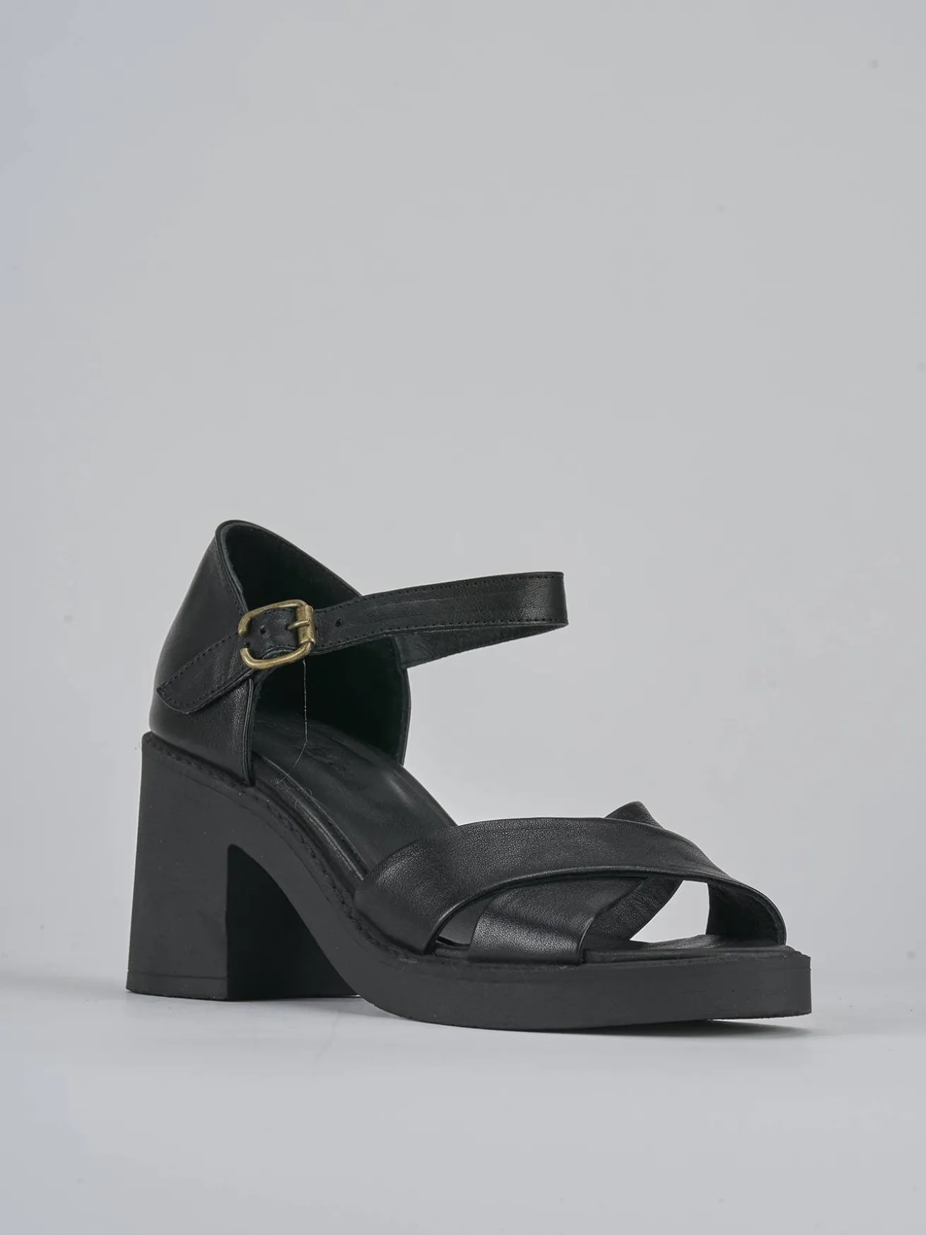 Sandali tacco 7cm pelle nero