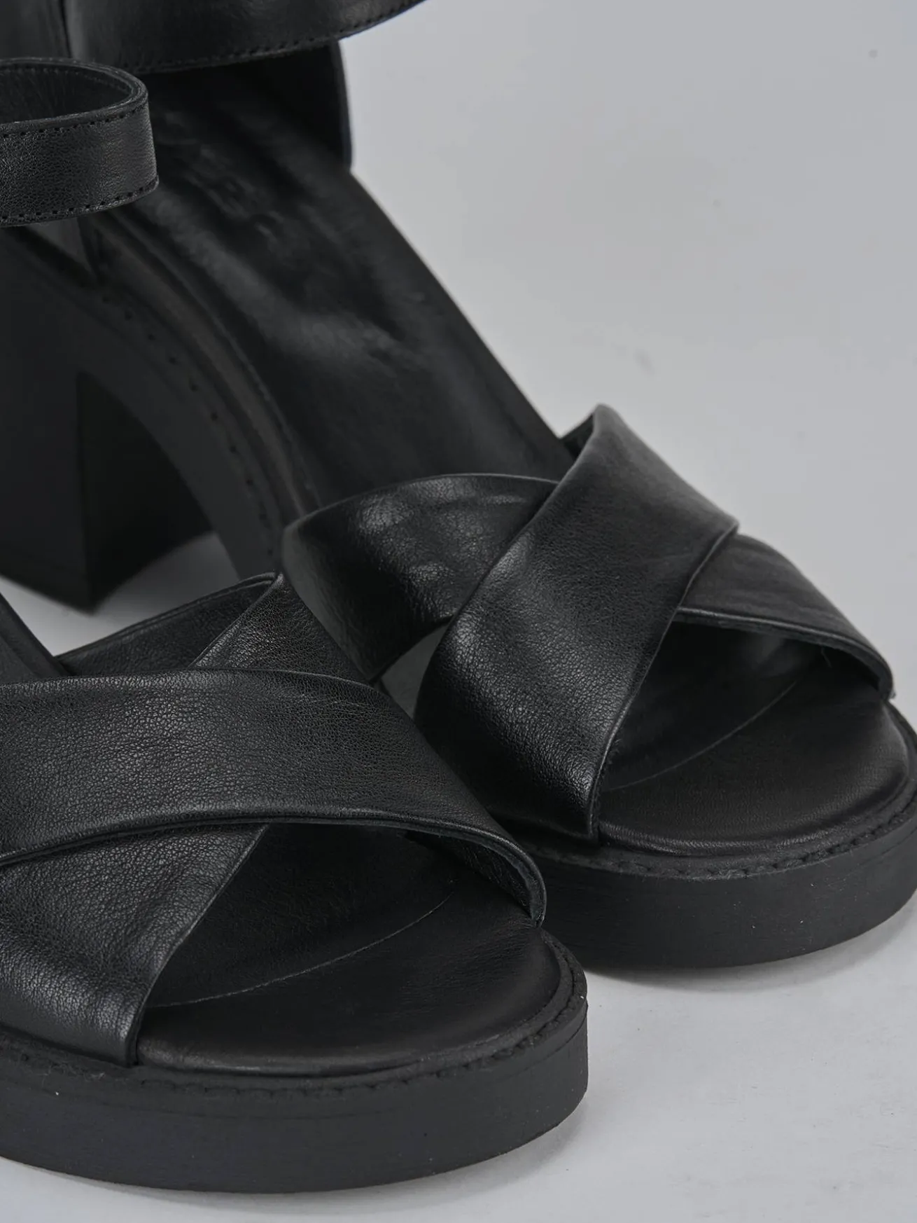 Sandali tacco 7cm pelle nero