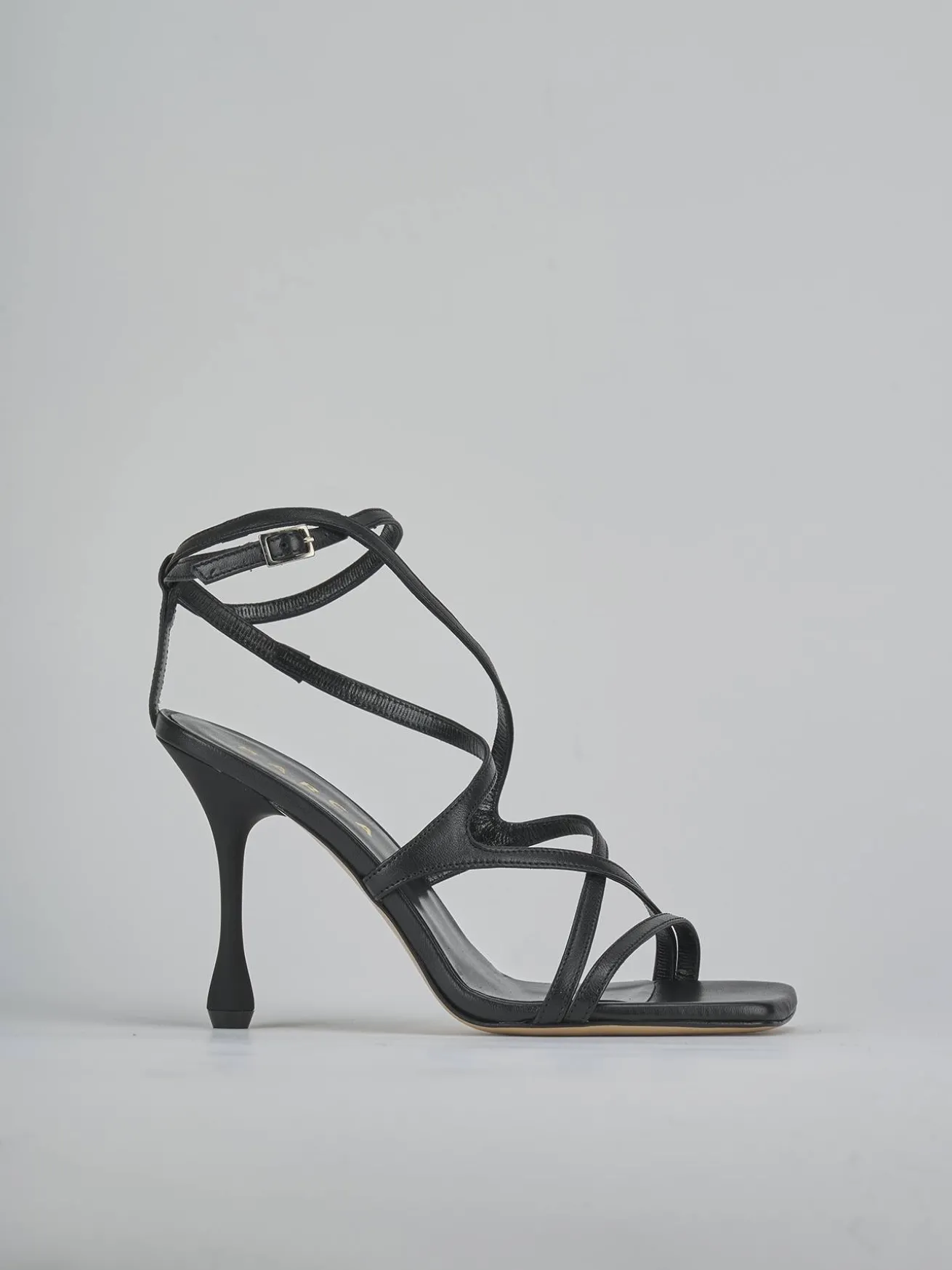 Sandali tacco 8cm pelle nero