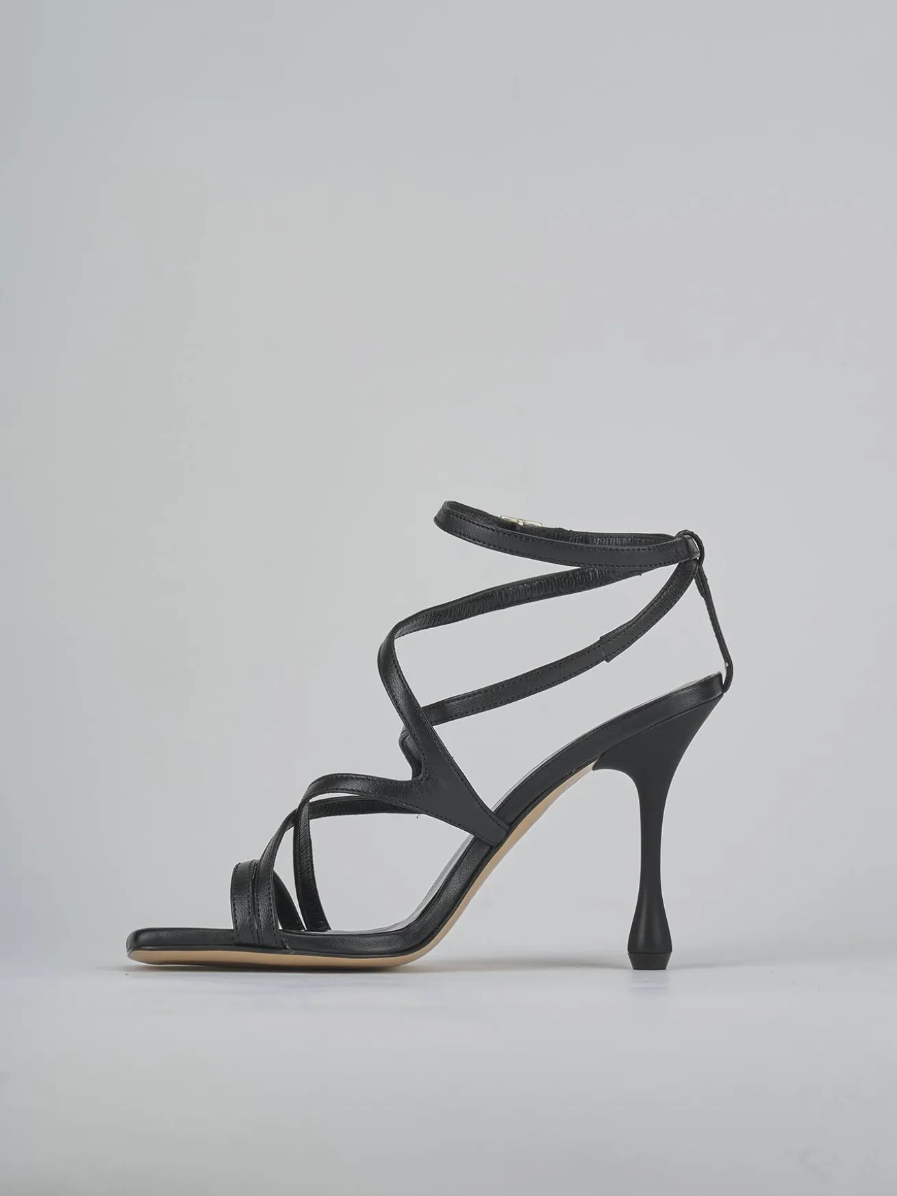 Sandali tacco 8cm pelle nero