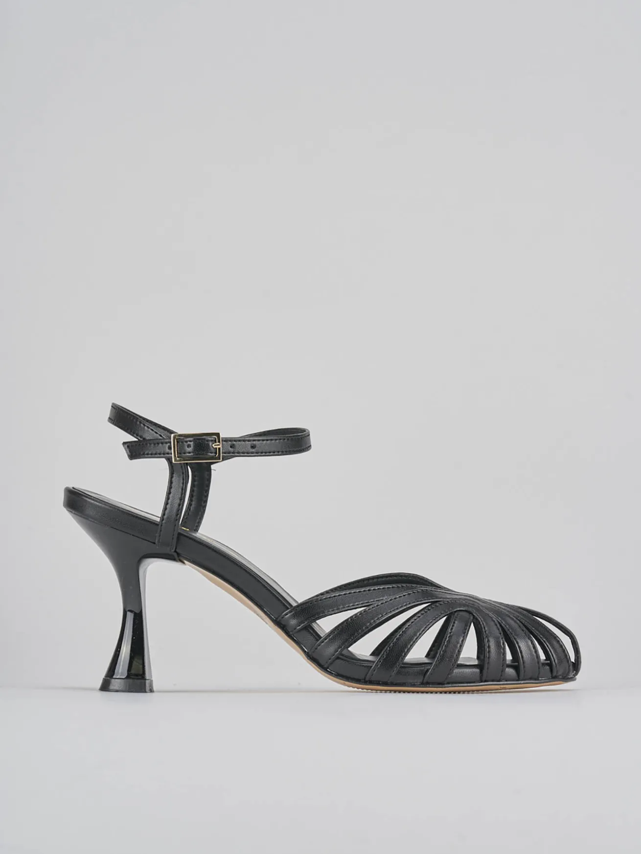 Sandali tacco 6cm pelle nero