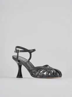 Sandali tacco 6cm pelle nero