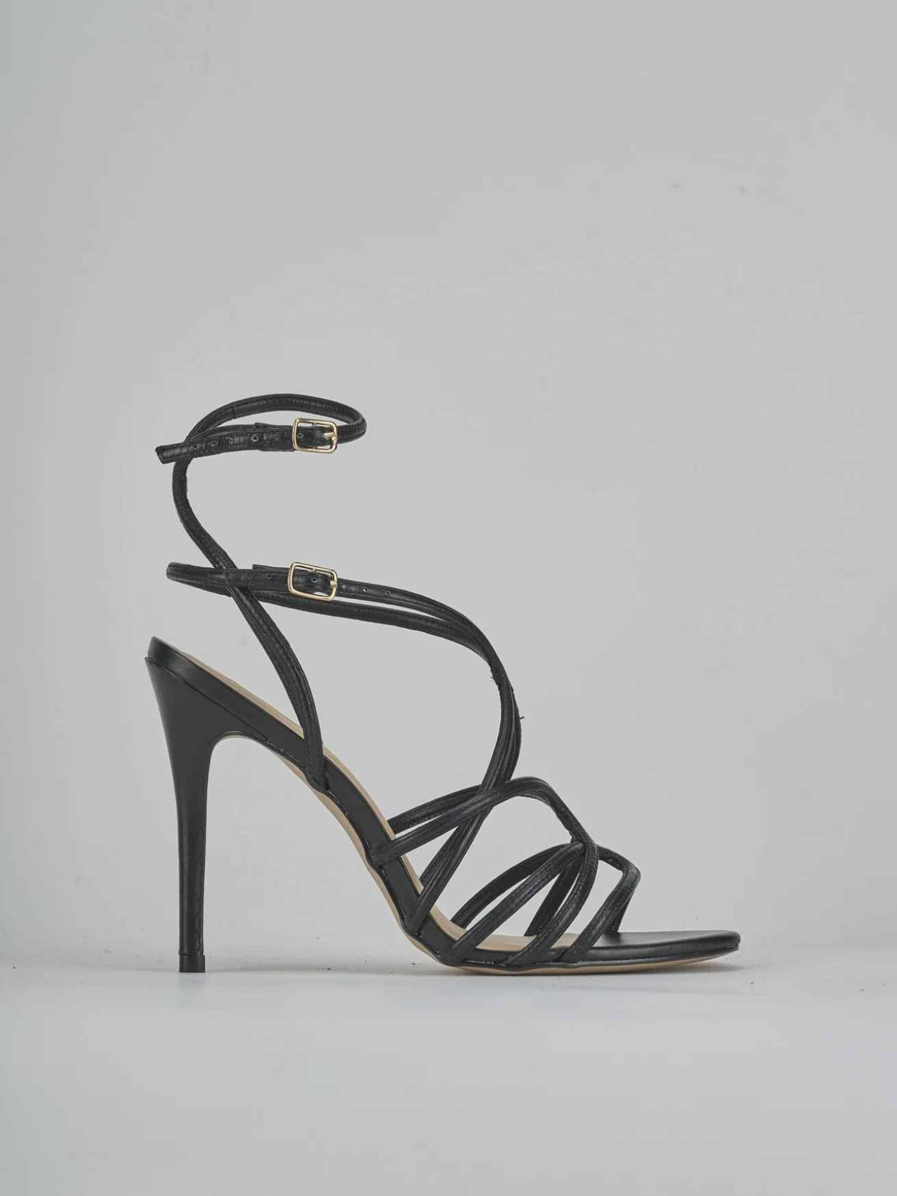 Sandali tacco 10cm pelle nero