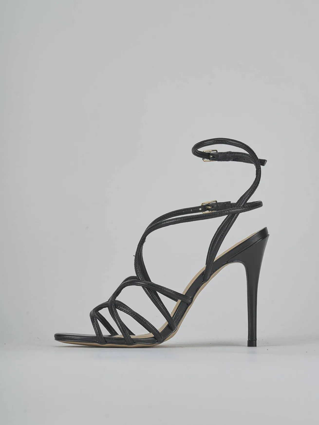 Sandali tacco 10cm pelle nero