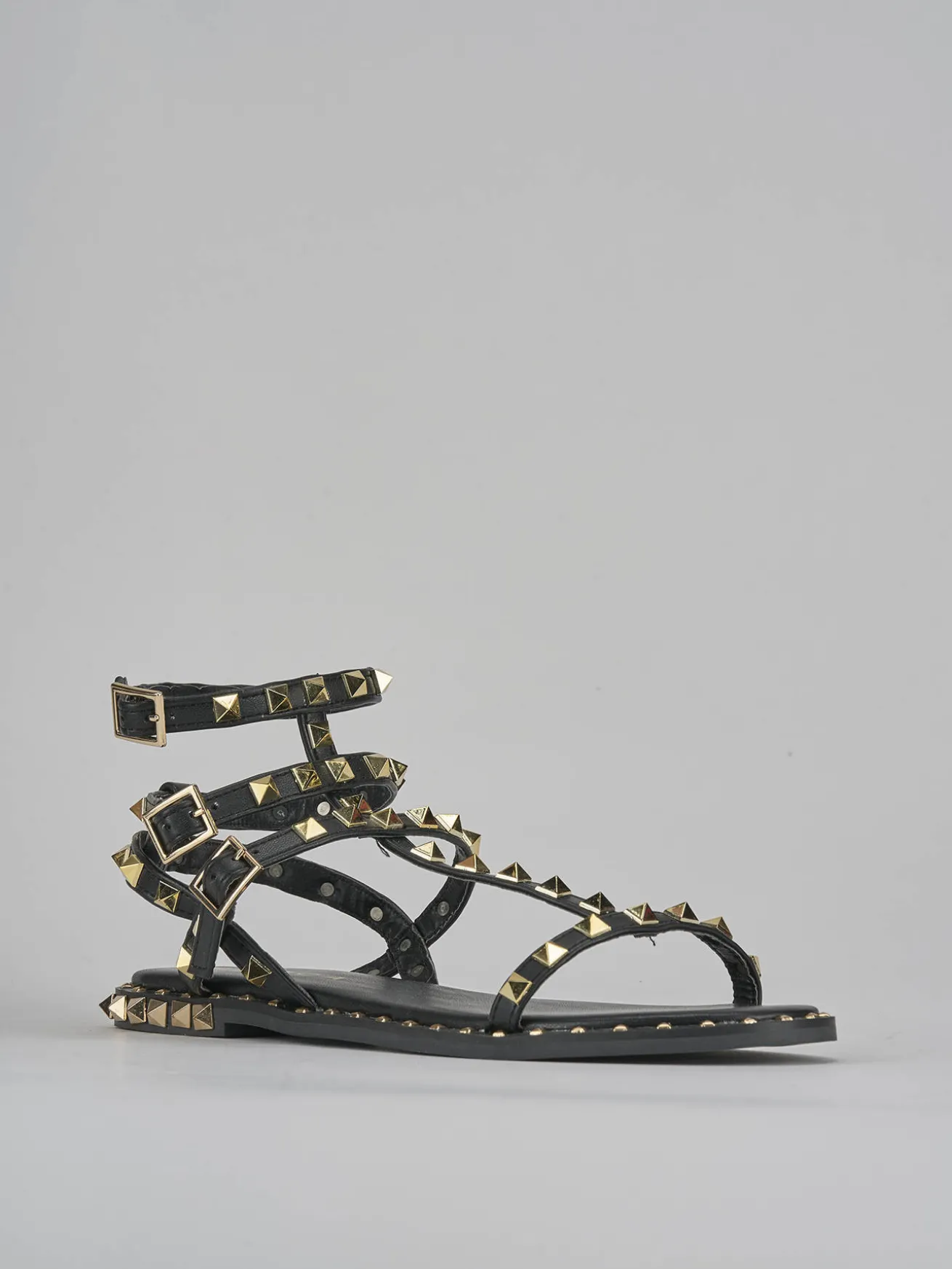 Sandali tacco 1cm pelle nero