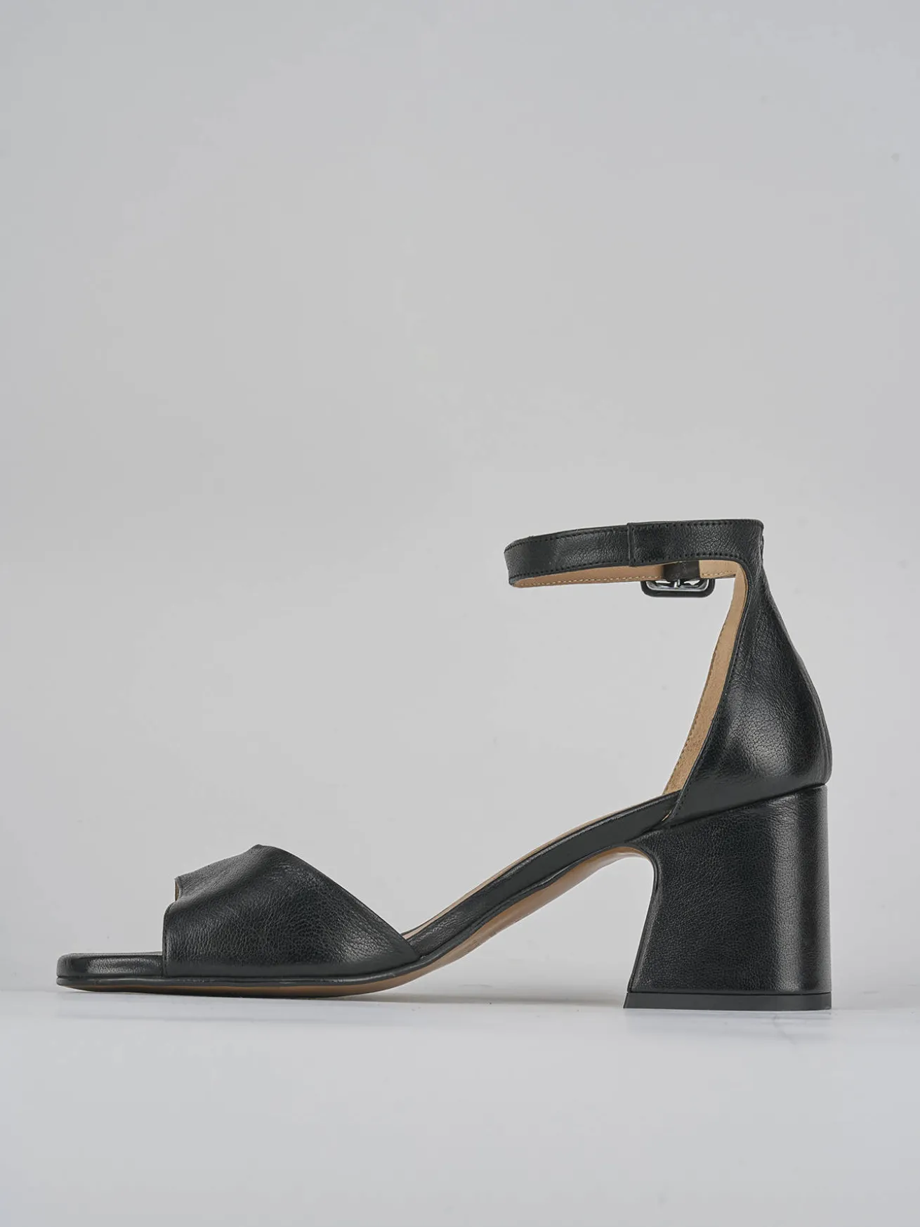 Sandali tacco 7cm pelle nero
