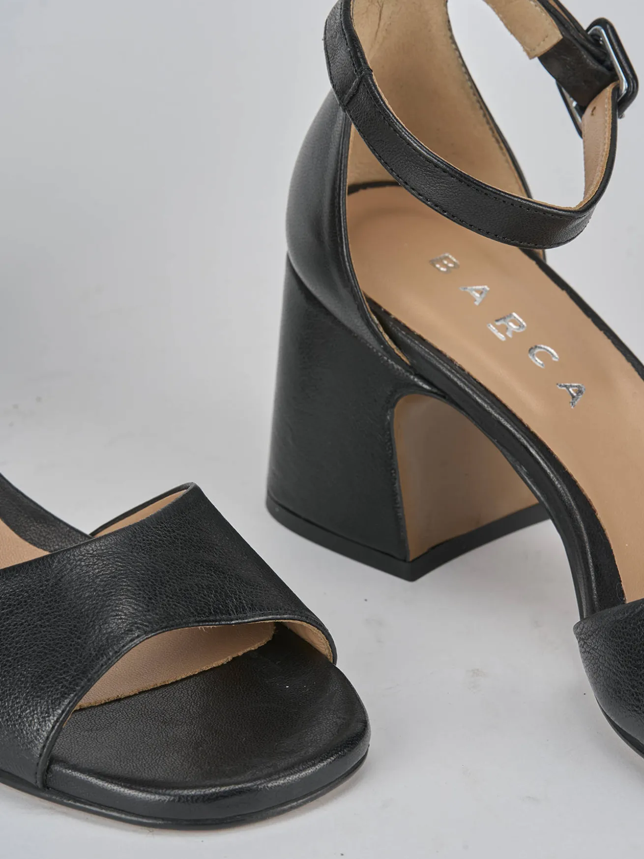 Sandali tacco 7cm pelle nero