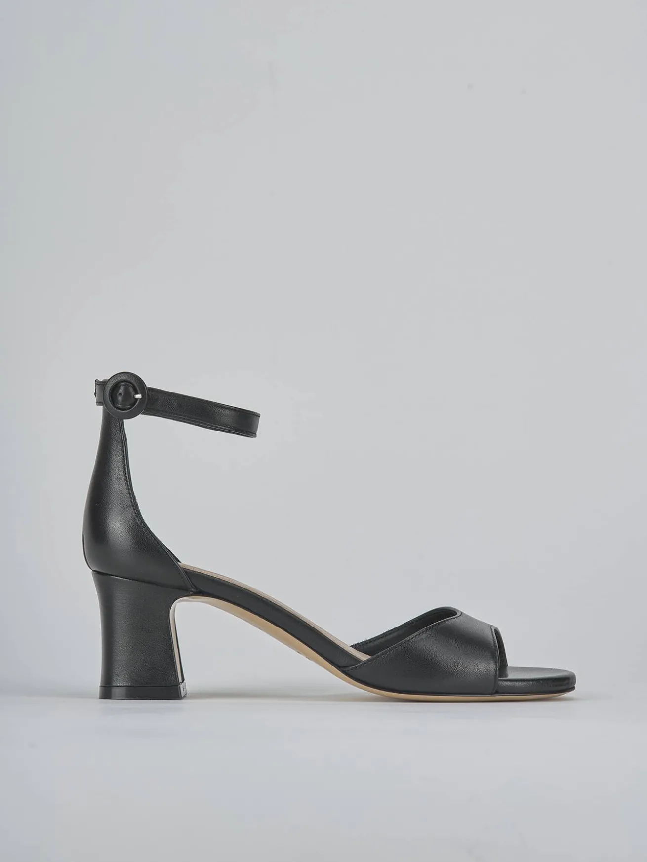 Sandali tacco 5cm pelle nero