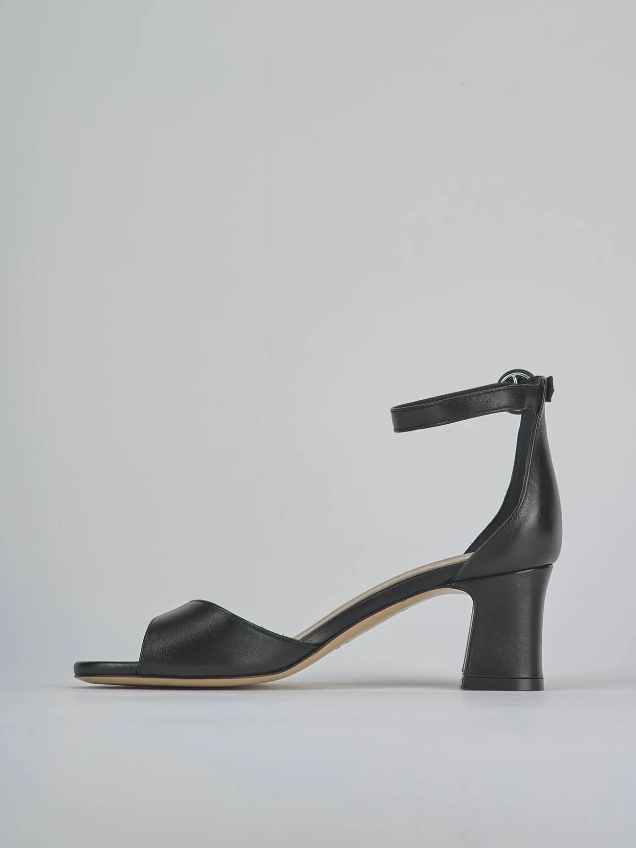 Sandali tacco 5cm pelle nero