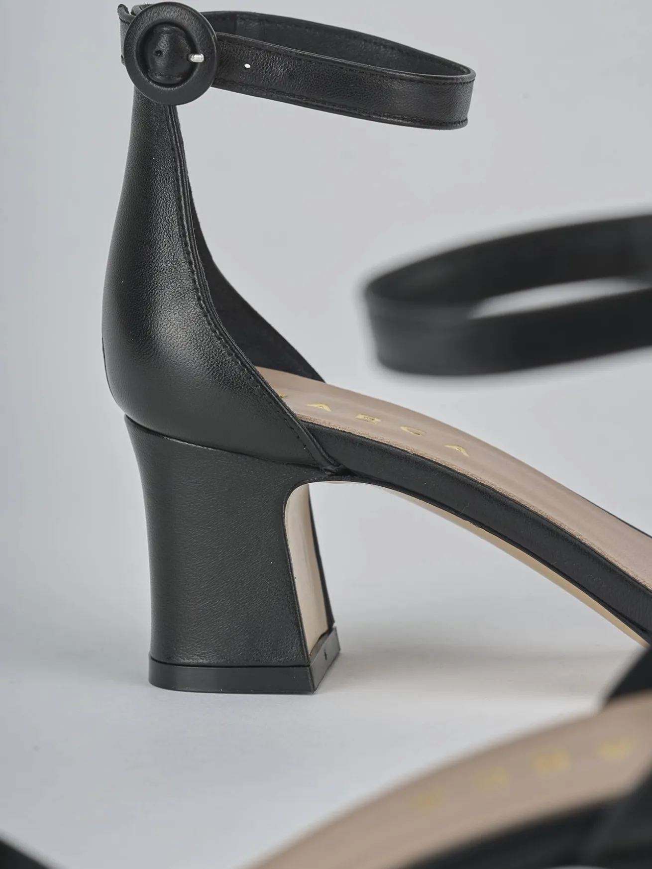 Sandali tacco 5cm pelle nero