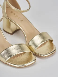 Sandali tacco 6cm pelle oro