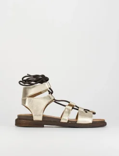 Sandali tacco 2cm pelle oro