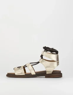 Sandali tacco 2cm pelle oro