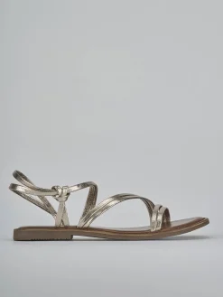 Sandali tacco 1cm pelle oro