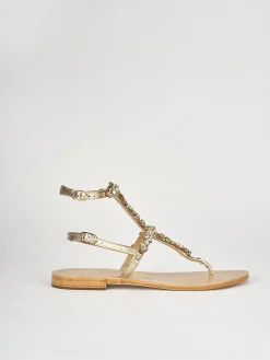 Sandali tacco 1cm pelle oro