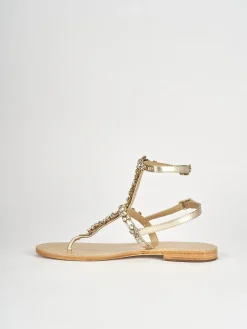 Sandali tacco 1cm pelle oro