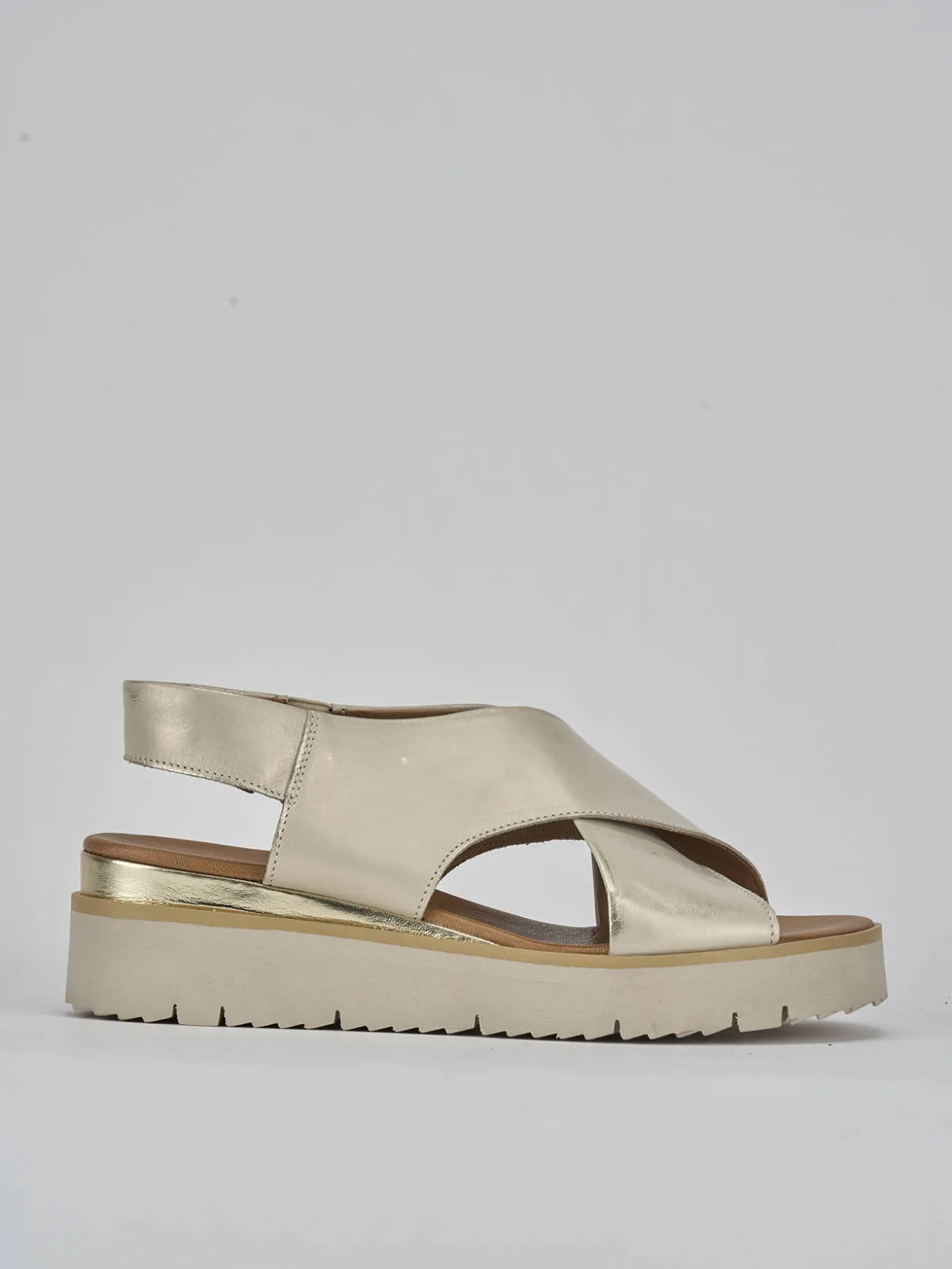 Sandali tacco 3cm pelle oro