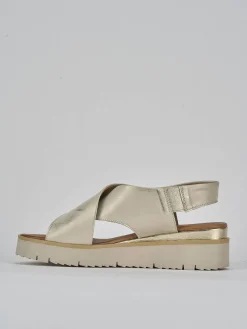 Sandali tacco 3cm pelle oro