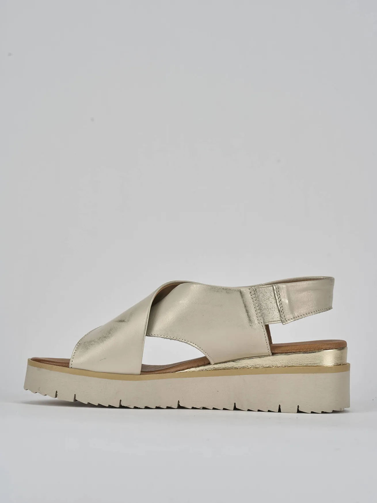 Sandali tacco 3cm pelle oro