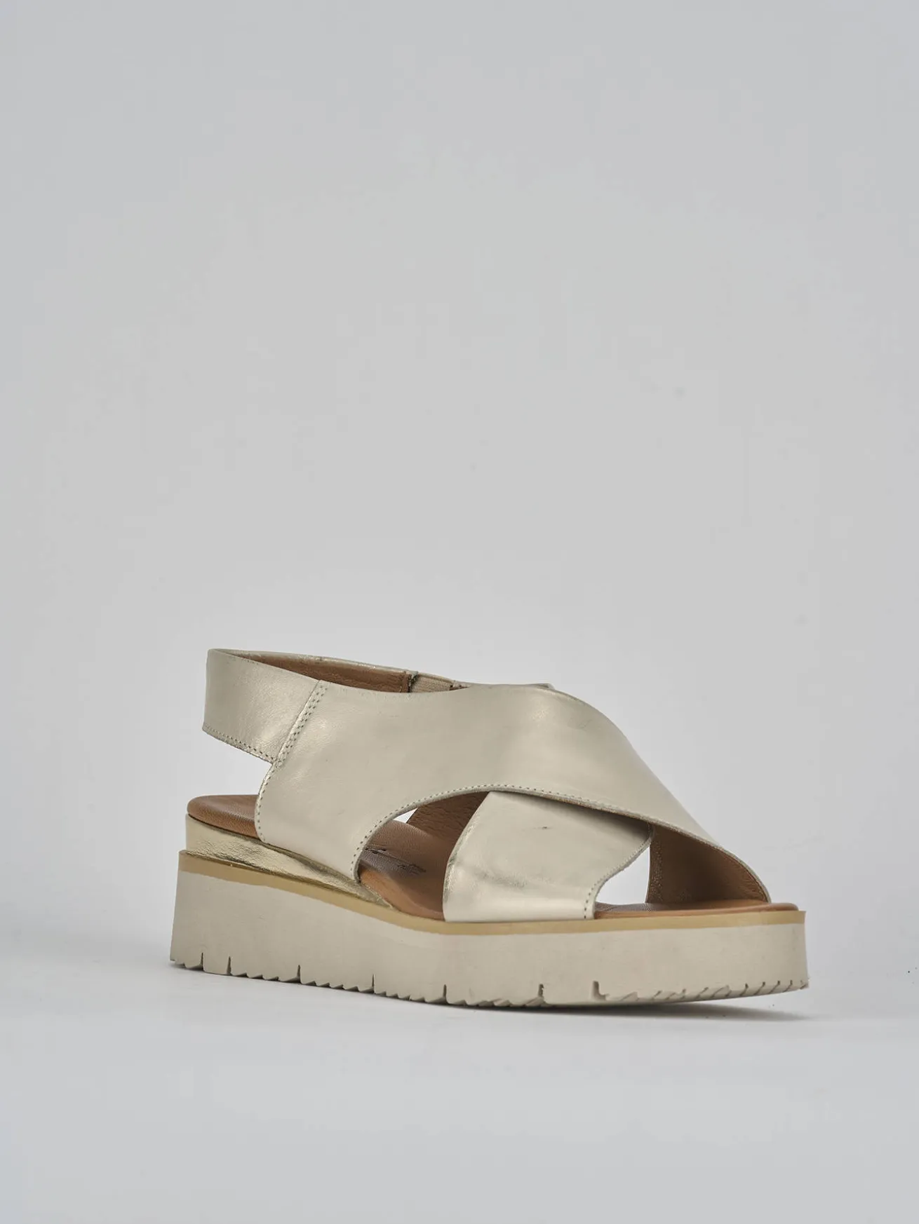 Sandali tacco 3cm pelle oro