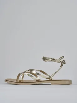 Sandali tacco 1cm pelle oro