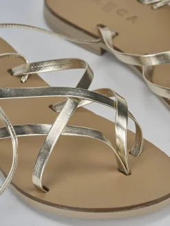 Sandali tacco 1cm pelle oro