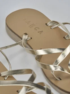 Sandali tacco 1cm pelle oro