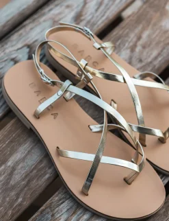 Sandali tacco 1cm pelle oro