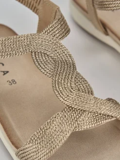 Sandali tacco 1cm pelle oro