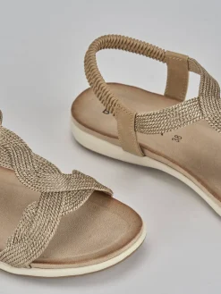 Sandali tacco 1cm pelle oro