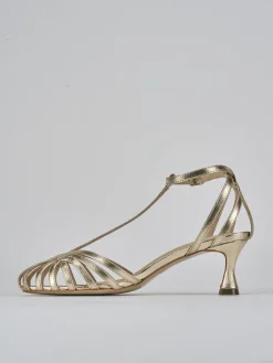 Sandali tacco 5cm pelle oro