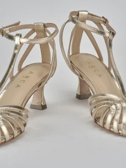 Sandali tacco 5cm pelle oro