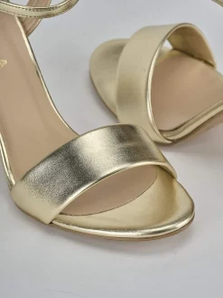 Sandali tacco 7cm pelle oro