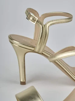 Sandali tacco 7cm pelle oro