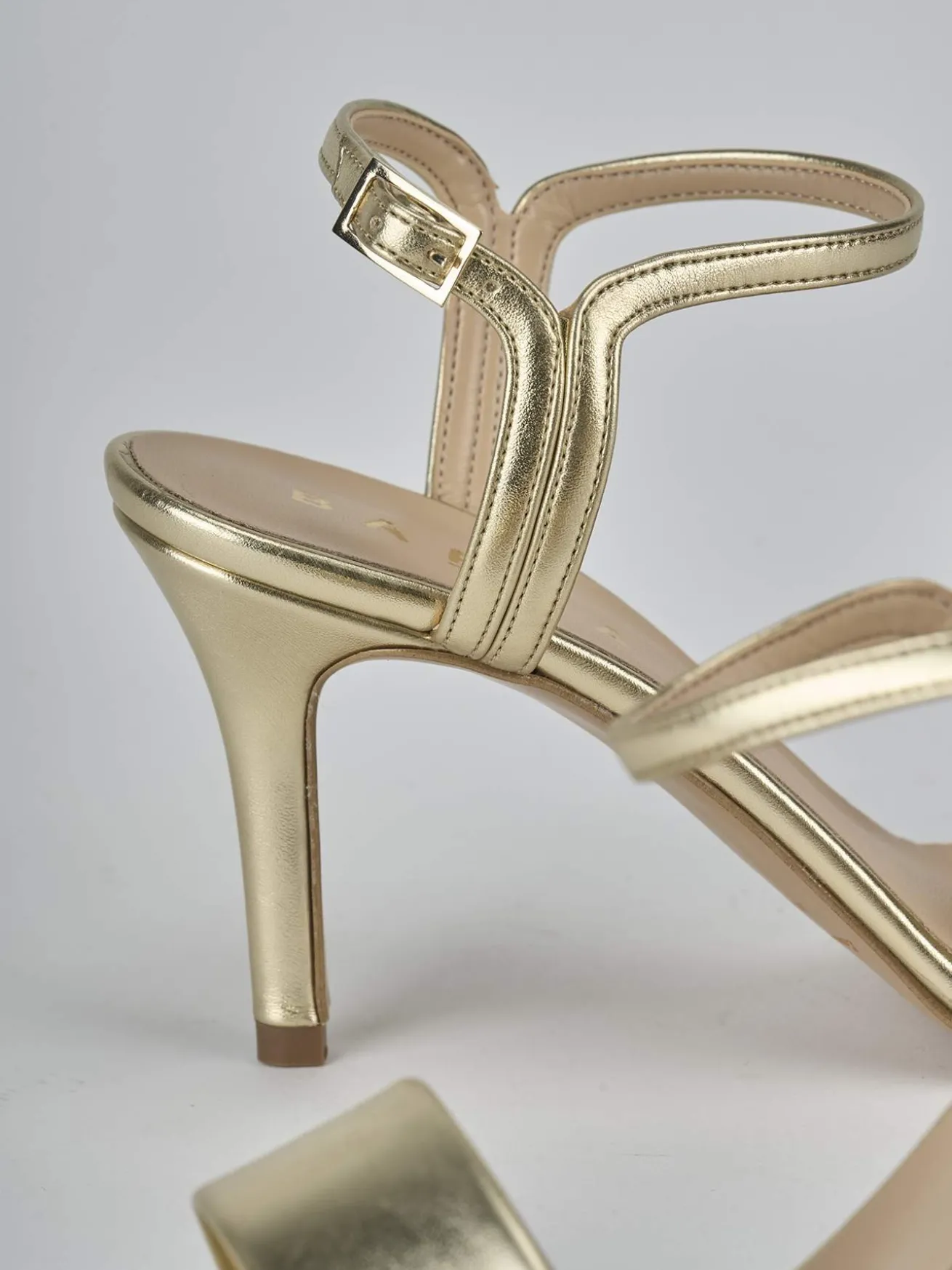 Sandali tacco 7cm pelle oro