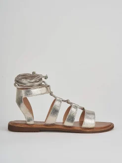 Sandali tacco 1cm pelle oro