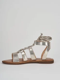 Sandali tacco 1cm pelle oro