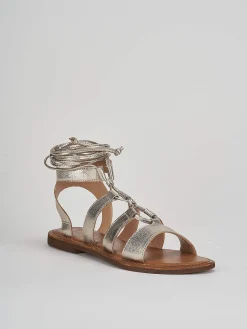 Sandali tacco 1cm pelle oro