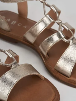 Sandali tacco 1cm pelle oro