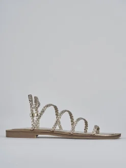 Sandali tacco 1cm pelle oro