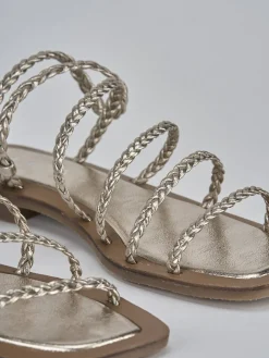 Sandali tacco 1cm pelle oro