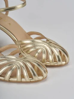 Sandali tacco 6cm pelle oro