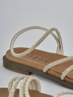 Sandali tacco 1cm pelle oro