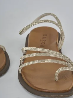 Sandali tacco 1cm pelle oro