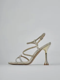 Sandali tacco 10cm pelle oro